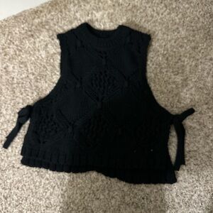 Zara Black Sleeveless Tie Tank Top